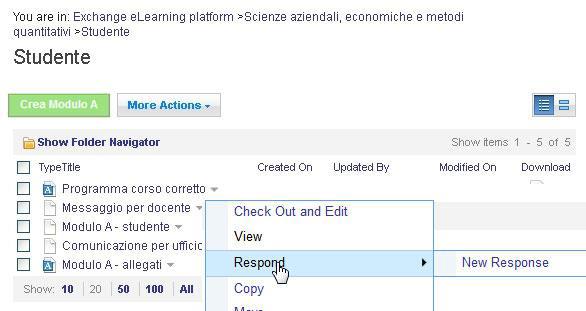 5. RISPOSTA AD UN MESSAGGIO RICEVUTO Per rispondere ad un