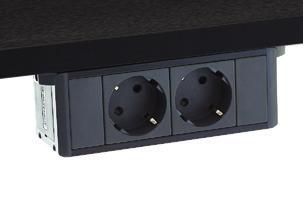 BOX-E* BOX-M* top access electrifié / réseau BOX-E: 4 prese BOX-M: 4 moduli: prese e elementi multimediali Placca metallica con 4 prese o con elementi multimediali per ripiani in legno.
