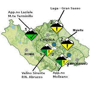 NO LAZIALE MONTE TERMINILLO 1400 1600 45 000 1650 LAGA GRAN SASSO 1100 1200 47 000 1380 MAIELLA 1200 1300 105 000 1650 APP.NO MOLISANO 1200 1400 42 005 1436 VELINO SIRENTE P.N. ABRUZZO 1100 1600 64 001 1520 VALANGHE OSSERVATE - Piccole valanghe spontanee a lastroni di superficie.