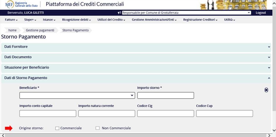 10. STORNO DI PAGAMENTO ON LINE Attraverso il menu Fatture > Pagamento/Storno > Storno Pagamento Fattura, selezionando la fattura di interesse è possibile effettuare lo storno di uno o più pagamenti.