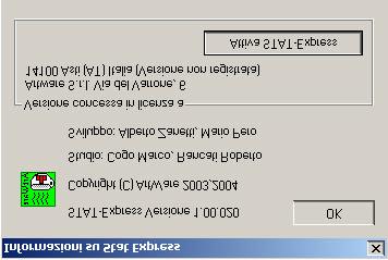 Nella finestra di informazioni che appare, è presente un pulsante Attiva STAT-Express. Premendo questo pulsante viene attivata la procedura di registrazione del prodotto.
