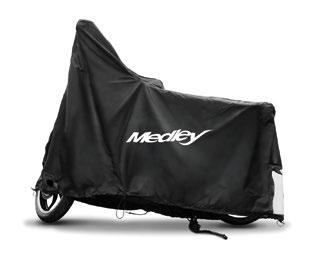Waterproof material includes specific adjustable pockets to hold any additional accessories (windscreen and top-box). Black. Customised with reflective edley logo.