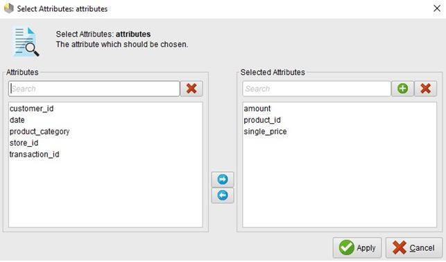 Selezionare solo gli attributi numerici. Utilizzare l operatore Select Attribues.