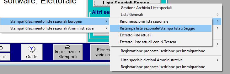 Vediamo ora come utilizzare le funzioni principali per la gestione delle due liste : GESTIONE ARCHIVIO LISTE SPECIALI : Permette di cercare/visionare gli elettori delle liste speciali.