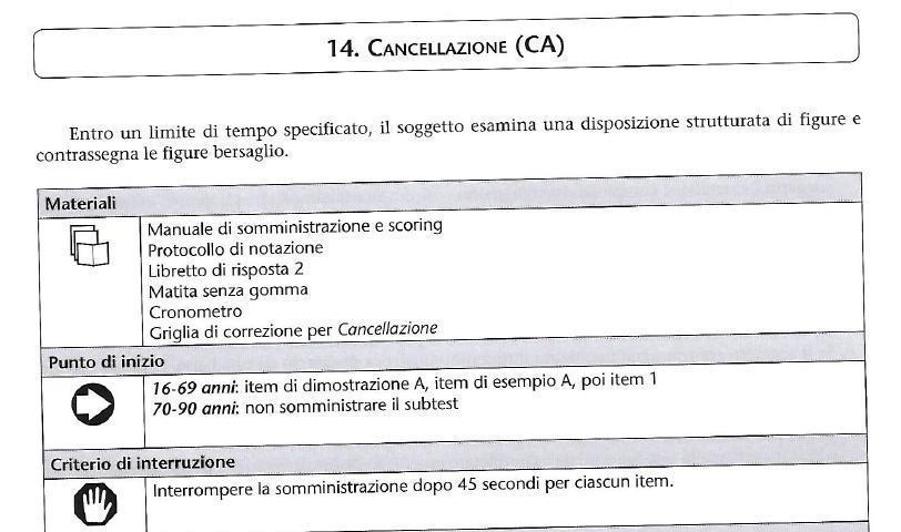 Tutti i subtest sono caratterizzati da regole di somministrazione sistematiche: regola di somministrazione in ordine inverso degli item: in base al range di età di individua l item di partenza (a