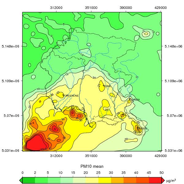 Lo STATO del PM10 in Regione Concentrazione media PM10 QUALITÀ DELL ARIA < Il problema del PM10 è diffuso su un'ampia parte della regione e non soltanto nei