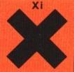 Simbolo Significato Pericoli e Precauzioni irritante (Xi): una croce di Sant Andrea; altamente o estremamente infiammabile (F+): una fiamma altamente tossico o molto tossico (T+): un teschio su tibie