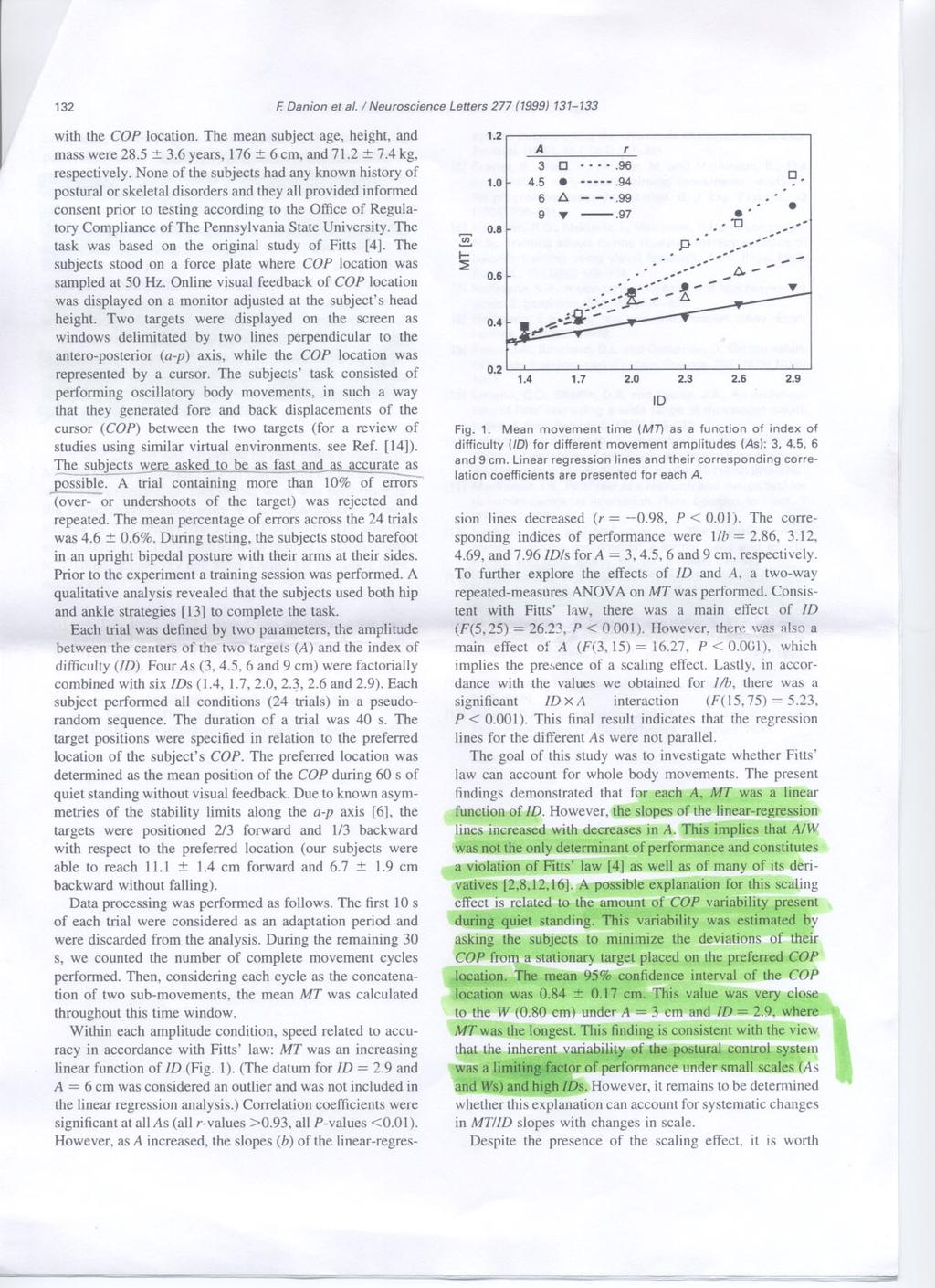 3. Danion F., et al (1999), Duarte M.