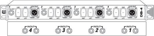 4 Direct Box passiva a 4 canali che trasforma segnale ad alta impedenza in ingresso in segnali bilanciati bassa impedenza in uscita.