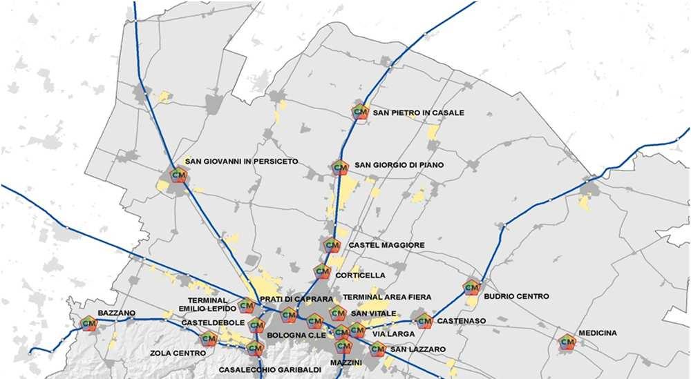 I 30 CENTRI DI MOBILITÀ 2018/11/27 CONFERENZA STAMPA TRASPORTO PUBBLICO METROPOLITANO CENTRI DI MOBILITÀ BAZZANO BOLOGNA CENTRALE BOLOGNA CASTELDEBOLE BOLOGNA VIA LARGA CORTICELLA BOLOGNA MAZZINI