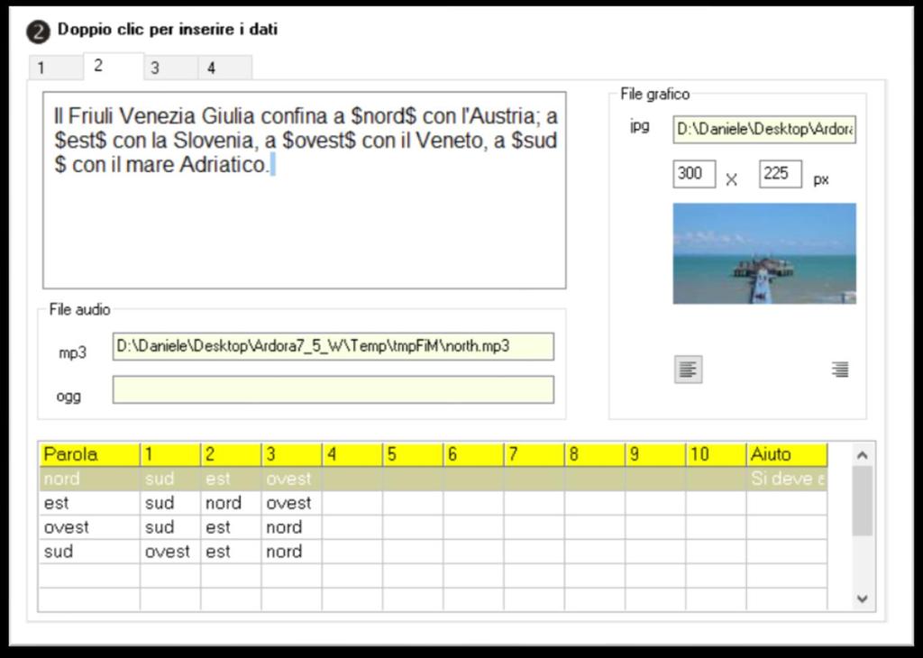 ZONA 4 La zona 4 serve per l'introduzione dei testi, della grafica (immagini), dell audio e di altri dati (figura 4, numero 4 e figura 9).