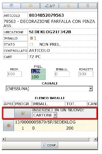 (videata del terminalino impegnato in attività di packing) 5. Inventario Le attività di inventario sono molto importanti per consolidare la correttezza dei dati a sistema.