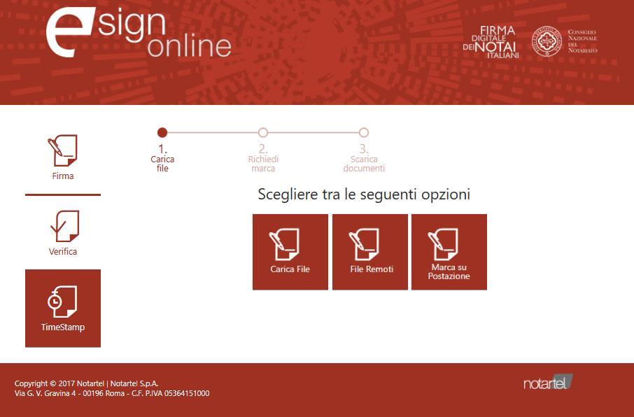 5. APPOSIZIONE DI UNA MARCA TEMPORALE La marcatura di un documento può essere effettuata tramite l apposita funzione Timestamp cliccabile sulla colonna di sinistra oppure, opzionalmente, durante l