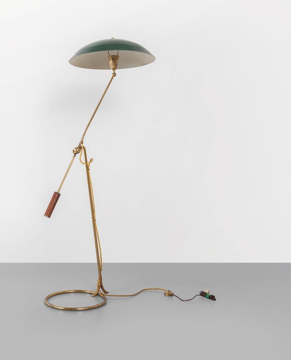 3008 ARREDOLUCE Una lampada da terra, inizi anni '50. Ottone lucido e verniciato, alluminio laccato, interruttore stampigliato 'Made in Italy Arredoluce Monza'. Altezza cm 165.