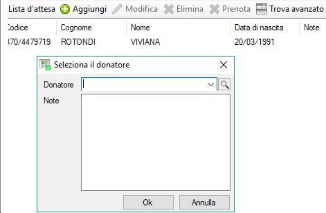 Oltre a questo si ha una finestrella con Appuntamento selezionato il quale permette di vedere le informazioni del donatore che viene selezionato dal calendario. 1.