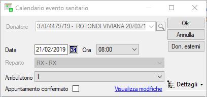 1.2 NUMERO AMBULATORI Come per i Calendari Aferesi, anche gli Eventi Sanitari hanno la gestione dei donatori in base agli ambulatori e l ora.