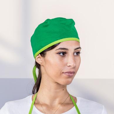 Cappello da Chef elasticizzato sul retro. Lavabile a 40 C. Contrast Cap 00% cotone.