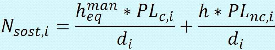 ; h r+s :o. in reg. e st.; h s :o. in st.; P :pot. installata; C P : c.u. per pot. impegata; i: tipo i-esimo di PL k: numero di tipi di PL N sost :numero di sost.