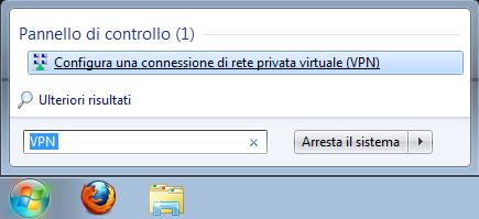 Windows 7 Fare clic sul pulsante Start, digitare nella casella di