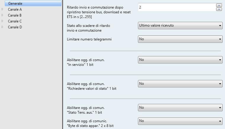 3.2.1 Finestra parametri Generale Nella finestra parametri Generale è possibile impostare parametri di livello superiore.