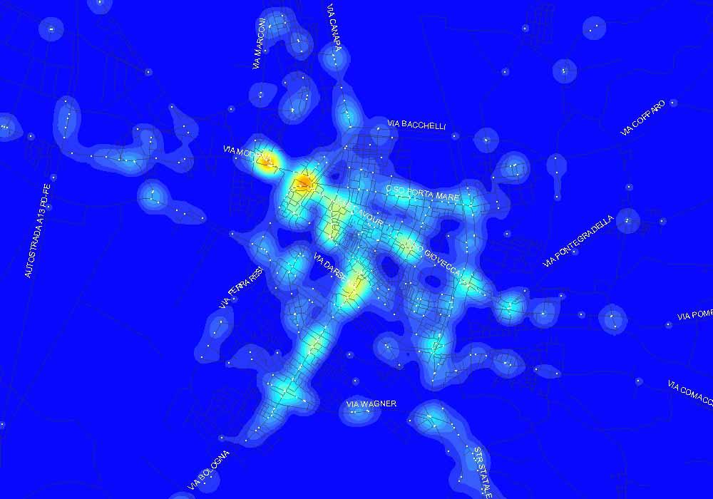 5 - Incidenti nel 2004 avvenuti di giorno Questa mappa rappresenta qualunque incidente diurno, che