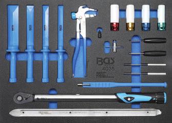 1/4 1/2 BGS 4035 BGS 4035-1 MODULO PER CARRELLO: 18 PEZZI, PER RIPARAZIONE PNEUMATICI MODULO VUOTO PER CARRELLO: 18 PEZZI, PER RIPARAZIONE PNEUMATICI 3/3 412,50 54,83 comprende i seguenti utensili: -
