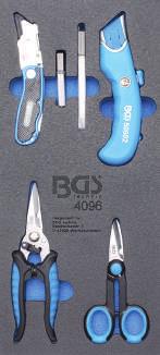 BGS 4096 BGS 4096-1 Modulo per carrello: 6 pezzi, forbici e cutter Modulo vuoto per carrello: 6 pezzi, forbici e cutter 65,03 forbici multiuso in acciaio inox, 180 mm (BGS 7962) forbici da