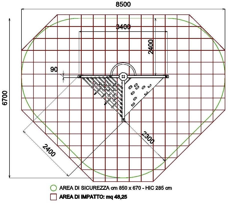 SCHEMA PAVIMENTAZIONE ANTITRAUMA/AREA SICUREZZA Area di impatto minima: 48,25