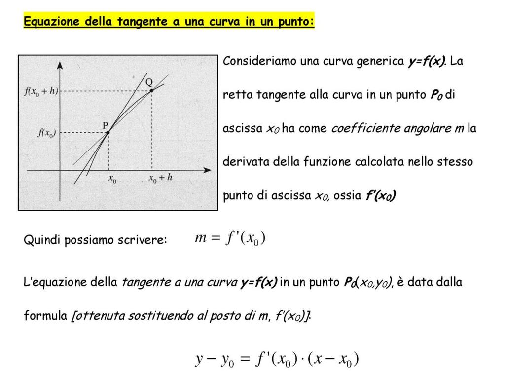 f(x 0 ) m tg = lim m sec = lim = f (x h 0 h 0 h 0 ) Quindi l derivt di y = f(x)