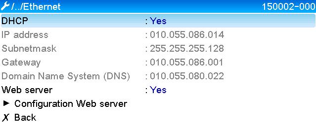 ..247) Baudrate (9600, 19200, 38400, 57600, 115200) Parità (Nessuna, Pari, Dispari) Se è selezionata l'opzione Modbus TCP (Ethernet), si può configurare il seguente parametro: Porta TCP porta