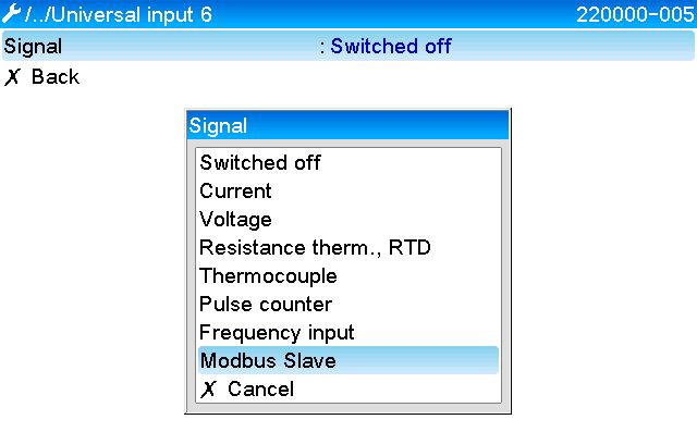 2.2 Canali universali Tutti gli ingressi universali (12) e quelli digitali (6) sono abilitati e possono essere utilizzati come ingressi Modbus anche se non sono disponibili sotto forma di schede a