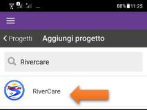 Uso 1. Aprire l app Epicollect5 2. Scegliere il progetto Rivercare 3.