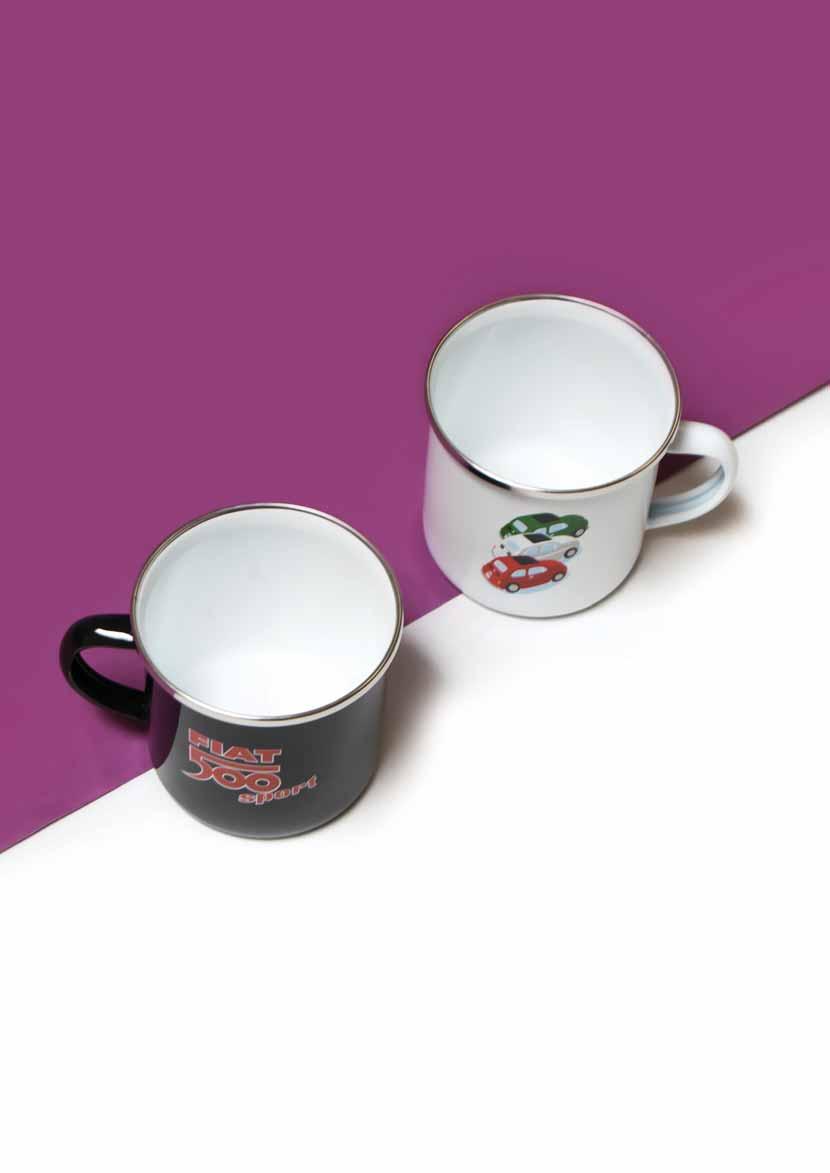 GIFT COLLECTION MUG & CUP Mug in smalto con design vintage ed immagini d epoca della comunicazione FIAT 500.