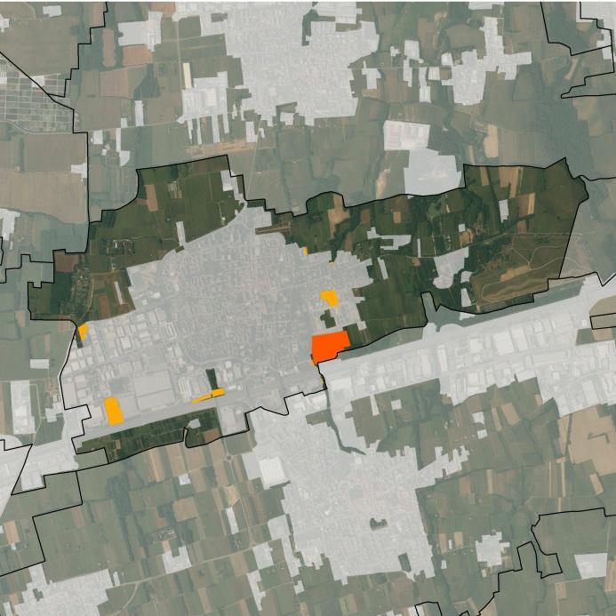 Comune di Cavenago di Brianza (MI) Figura 44 Comune di Cavenago di Brianza: previsioni di trasformazione derivanti dagli Ambiti di Trasformazione del PGT (in arancione) e Trasformazioni dirette (in