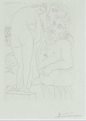 (id 472) Studio di nudo (1885-96) Scultore a riposo con Marie-Thérèse e la matita