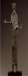 (id 136) Specchio raffigurante la scena del giudizio di Paride (350-300 a.c.) bronzo; h.