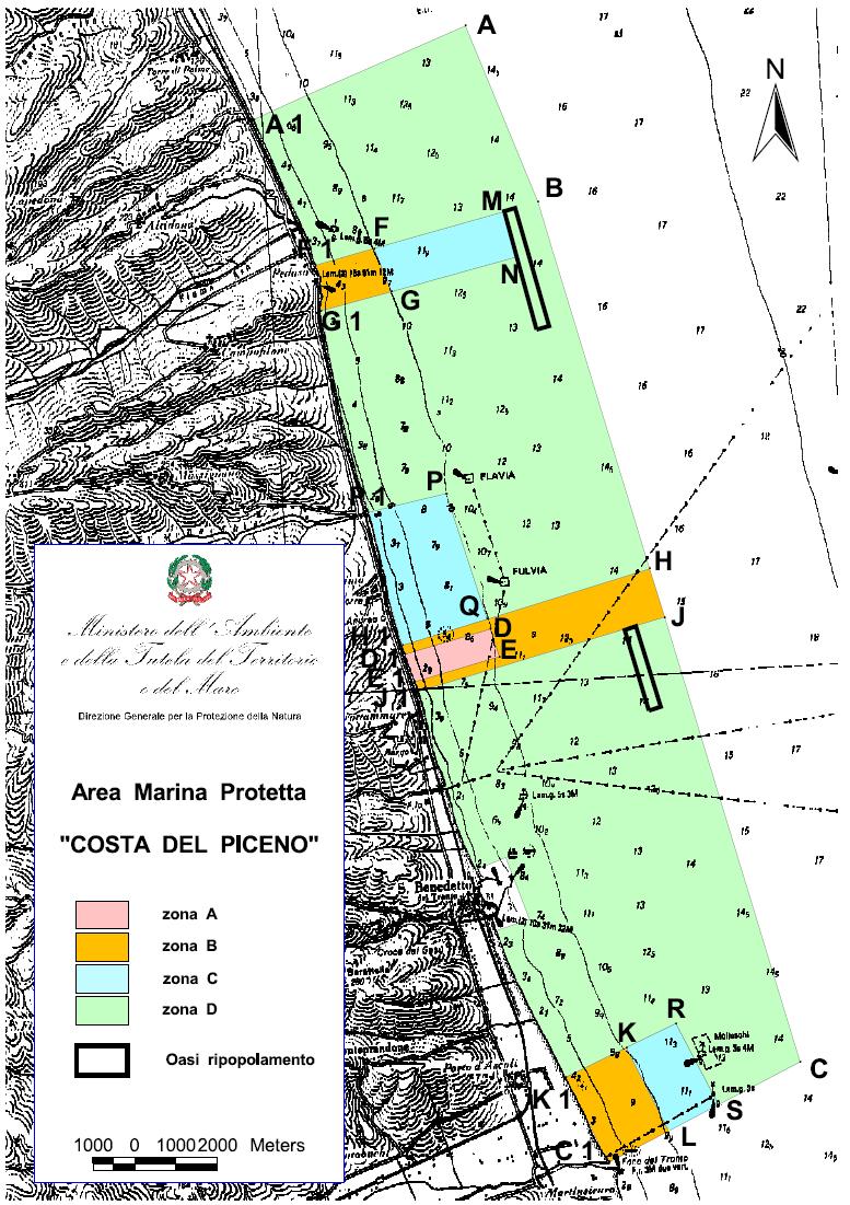 perimetrazione e zonizzazione dell Area Marina Protetta Costa del Piceno (Fonte: Bozza di Decreto