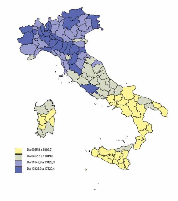 86 Rapporto Economia Provinciale 2011 Reddito imponibile medio ai fini delle