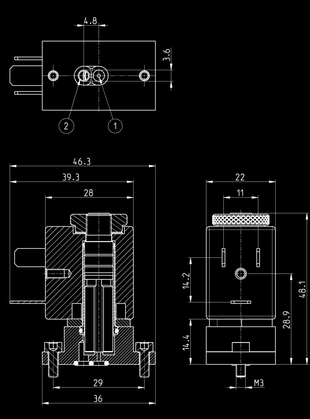 4 1.7 4 113 Valvole proporzionali Serie AP - 22 mm, corpo flangiato inferiore Mod. 1.01.