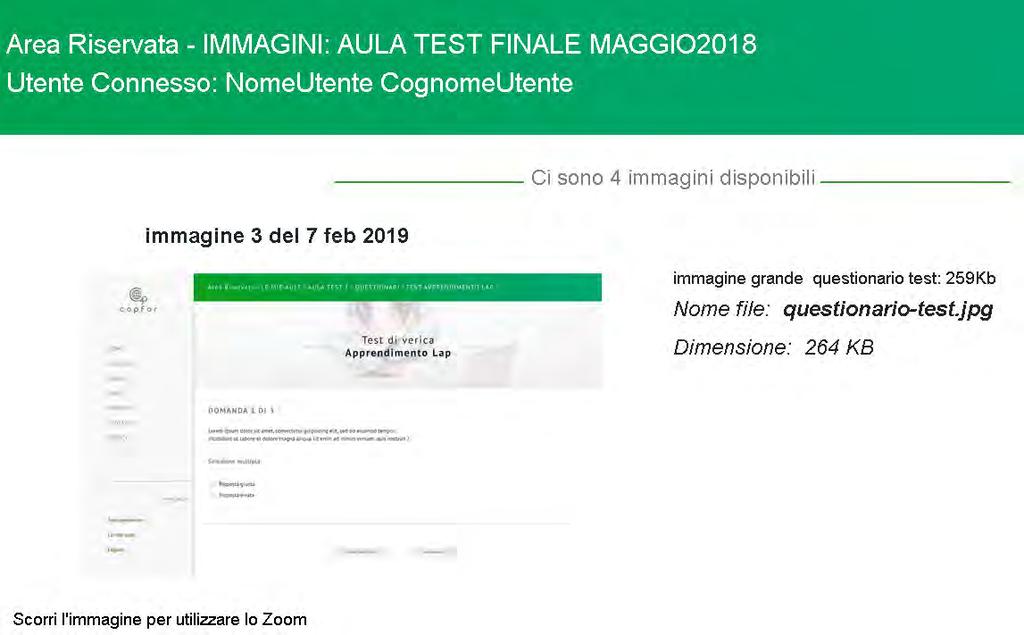 IMMAGINI: in questa sezione è possibile