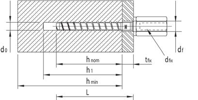 I tornillo anclaje rosca interior Tipo de punta: Cabeza hexagonal D x L [mm] de artículo de broca máx. a fijar de cabeza por caja por embalaje por palet 6,0 40 48692 5,0 5 11,0 SW-10 100 1.000 48.