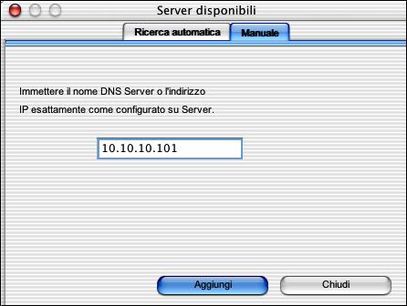 Avviare Command WorkStation LE. Viene visualizzata la finestra di dialogo Server disponibili. Vengono elencati tutti i server che sono stati trovati sulla rete secondaria locale. 3.