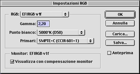 2-28 Installazione del software utente su computer Mac OS Caricamento del file per le impostazioni del monitor Il file per le impostazioni del monitor EFIRGB ICC può essere utilizzato in Photoshop o