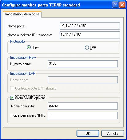 1-40 Installazione del software utente su un computer Windows Il numero di porta 9100 appare automaticamente sotto Impostazioni Raw.