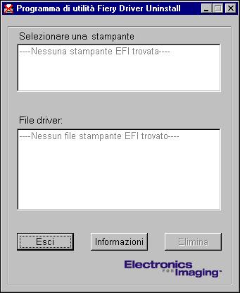 1-52 Installazione del software utente su un computer Windows PER USARE FIERY PRINTER DELETE UTILITY 1. Fare clic su Avvio (o Start), selezionare Programmi, quindi Fiery. 2.