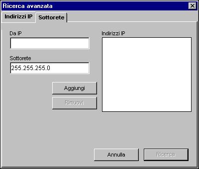 1-67 Uso dei programmi di utilità Fiery per la prima volta 4. Fare clic sulla scheda Indirizzi IP o sulla scheda Sottorete. 5.