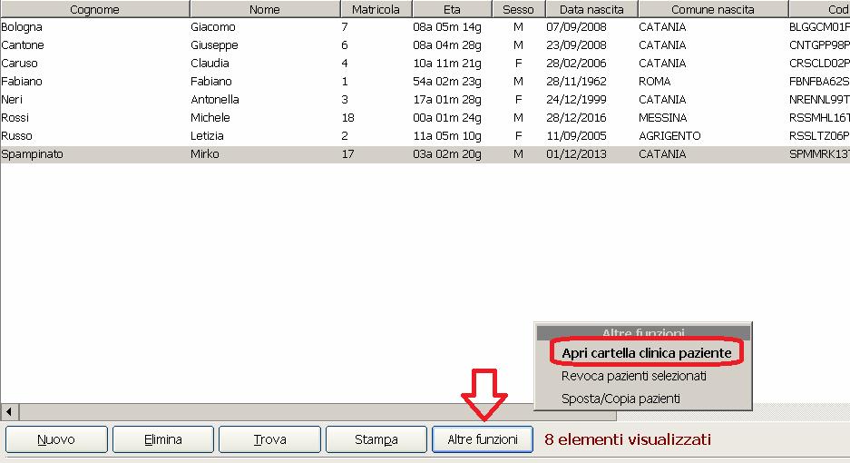 ACCESSO DIRETTO CONSOLE VISITA Dall anagrafica pazienti, menu Visita e poi a sinistra Anagrafica pazienti, è possibile aprire la Console Visita del paziente selezionato.