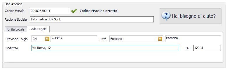 Nei campi contraddistinti da hai la possibilità di selezionare un valore da un elenco predefinito.