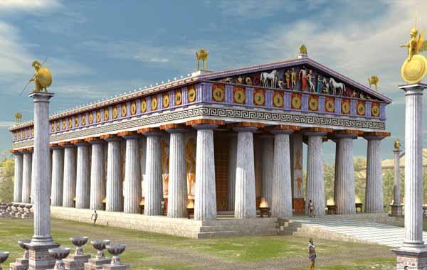Tempio di Zeus a Olimpia Il tempio di Zeus ad Olimpia venne costruito in stile dorico tra il 470 e il 456 a.c., si ritiene tradizionalmente su progetto dell'architetto Libone di Elide.