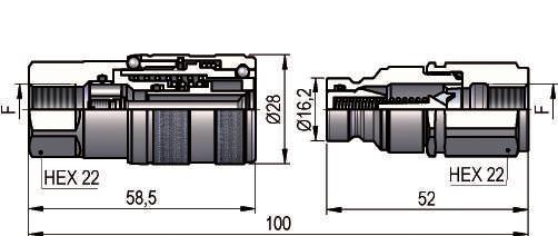 DN06 - BG 1 - ISO 6.3 BSP 1/4" DIN 3852-2-X.0606.002 181 100.0606.003 96 200 NPT 1/4" ANSI B1.20.3.0606.012 181 100.0606.013 96 200 DN13 - BG 2 - ISO 10 L2 L3 67.3 63.